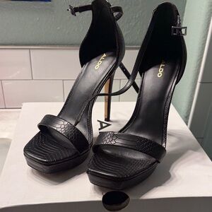 ALDO Black Textured Heeled Sandals